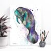 Blue Manatee watercolor painting print by Slaveika Aladjova