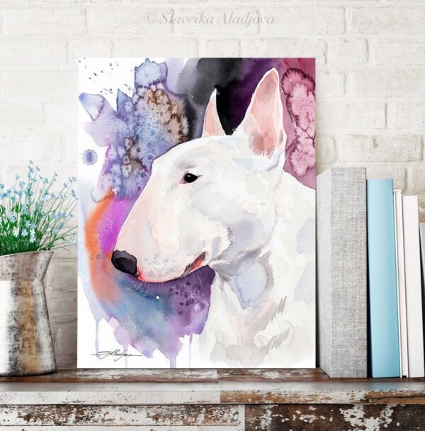 Bull Terrier watercolor painting print by Slaveika Aladjova
