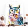 Horned Owl watercolor painting print by Slaveika Aladjova
