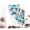Snow leopard watercolor painting print by Slaveika Aladjova