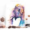 Asian Elephant Head watercolor painting print by Slaveika Aladjova