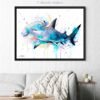 Hammerhead shark watercolor painting print by Slaveika Aladjova