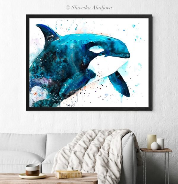 Orca watercolor painting print by Slaveika Aladjova