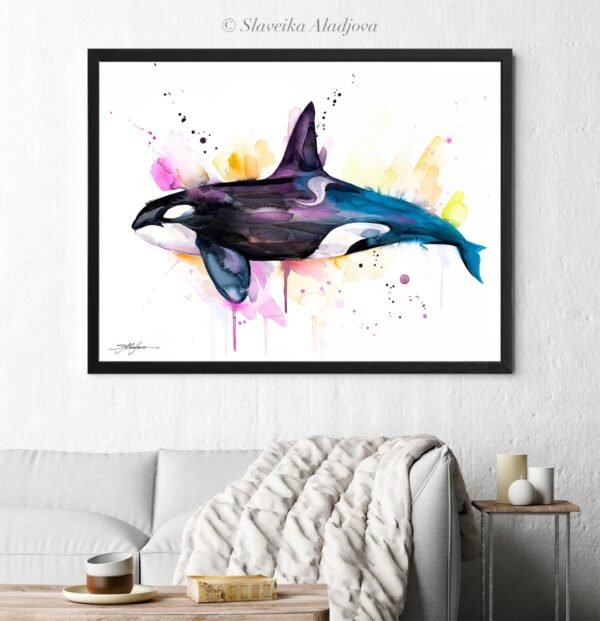 Killer whale watercolor painting print by Slaveika Aladjova