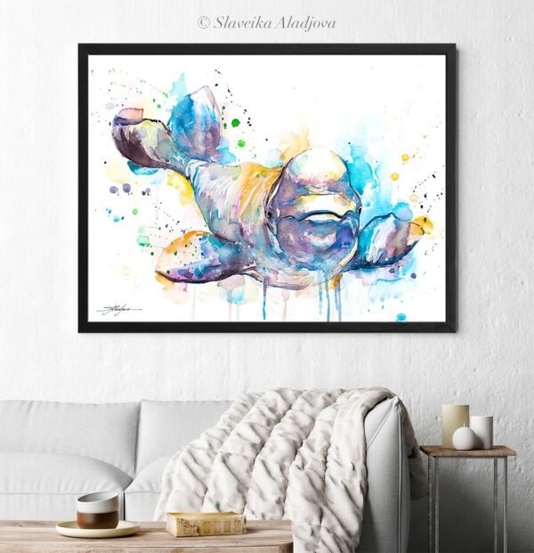 Beluga Whale watercolor painting print by Slaveika Aladjova