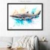 Sand tiger shark watercolor painting print by Slaveika Aladjova