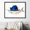 Atlantic sailfish watercolor painting print by Slaveika Aladjova