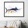 Atlantic blue marlin watercolor painting print by Slaveika Aladjova