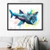 Basking shark watercolor painting print by Slaveika Aladjova