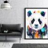 Colourful panda watercolor painting print by Slaveika Aladjova