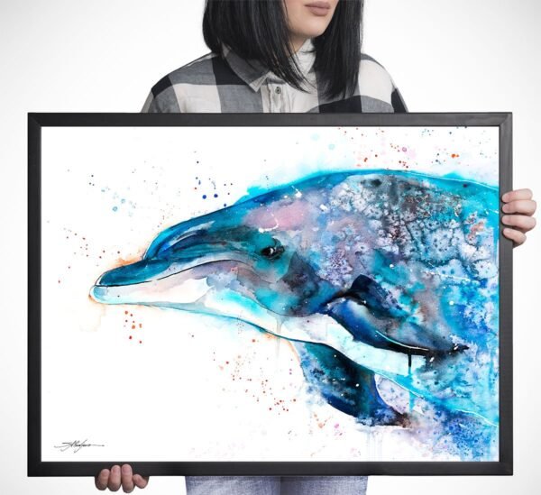 Dolphin watercolor painting print by Slaveika Aladjova