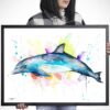 Bottlenose dolphin watercolor painting print by Slaveika Aladjova