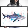 Tiger shark watercolor painting print by Slaveika Aladjova