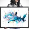 Hammerhead shark watercolor painting print by Slaveika Aladjova