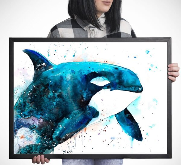 Orca watercolor painting print by Slaveika Aladjova