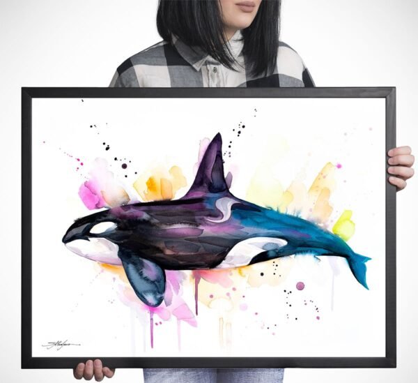 Killer whale watercolor painting print by Slaveika Aladjova