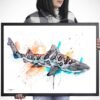 Leopard shark watercolor painting print by Slaveika Aladjova