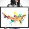 Lemon shark watercolor painting print by Slaveika Aladjova