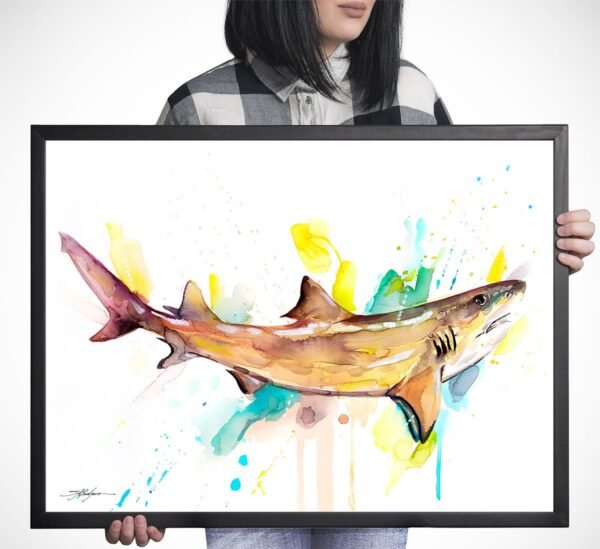 Lemon shark watercolor painting print by Slaveika Aladjova