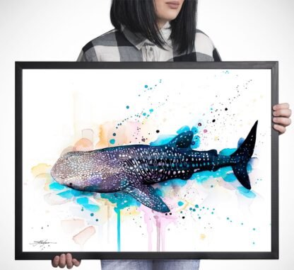 Whale shark watercolor painting print by Slaveika Aladjova