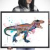 Tyrannosaurus rex, T rex dinosaur watercolor painting print by Slaveika Aladjova