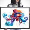 Octopus watercolor painting print by Slaveika Aladjova