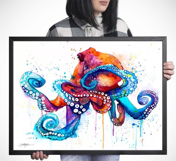 Octopus watercolor painting print by Slaveika Aladjova
