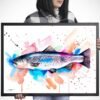 Atlantic salmon watercolor painting print by Slaveika Aladjova