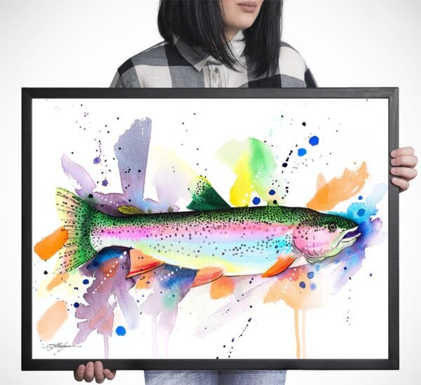Rainbow trout watercolor painting print by Slaveika Aladjova