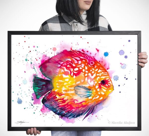 Discus watercolor painting print by Slaveika Aladjova