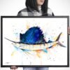 Atlantic sailfish watercolor painting print by Slaveika Aladjova