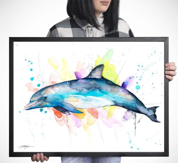 Bottlenose dolphin watercolor painting print by Slaveika Aladjova