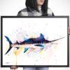 Atlantic blue marlin watercolor painting print by Slaveika Aladjova