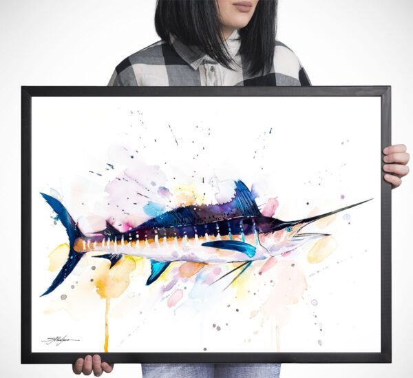 Atlantic blue marlin watercolor painting print by Slaveika Aladjova