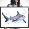Grey reef shark watercolor painting print by Slaveika Aladjova