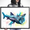 Basking shark watercolor painting print by Slaveika Aladjova