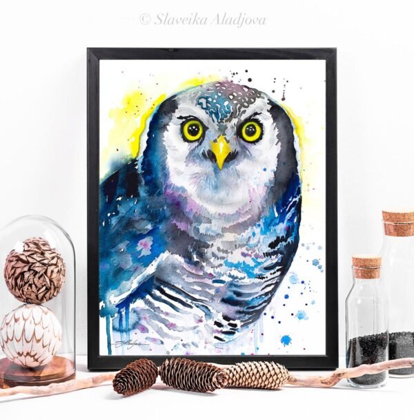Northern hawk owl watercolor painting print by Slaveika Aladjova Northern hawk owl watercolor painting print by Slaveika Aladjova