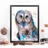 Great grey owl watercolor painting print by Slaveika Aladjova