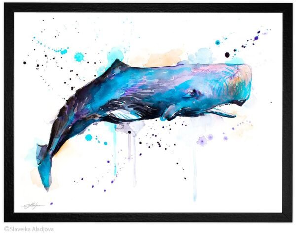 Sperm whale watercolor painting print by Slaveika Aladjova