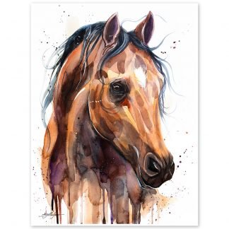 Thoroughbred Horse watercolor painting print by Slaveika Aladjova