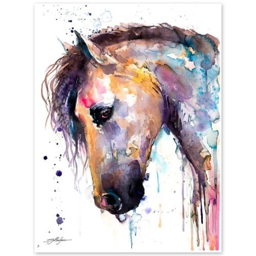 Beautiful Horse watercolor painting print by Slaveika Aladjova