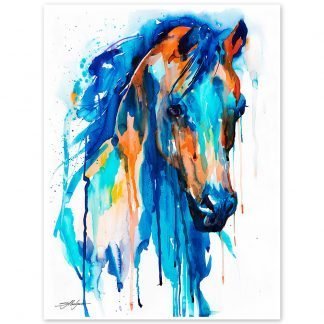 Blue Horse watercolor painting print by Slaveika Aladjova