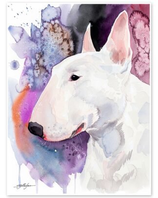 Bull Terrier watercolor painting print by Slaveika Aladjova