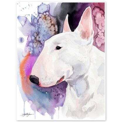 Bull Terrier watercolor painting print by Slaveika Aladjova