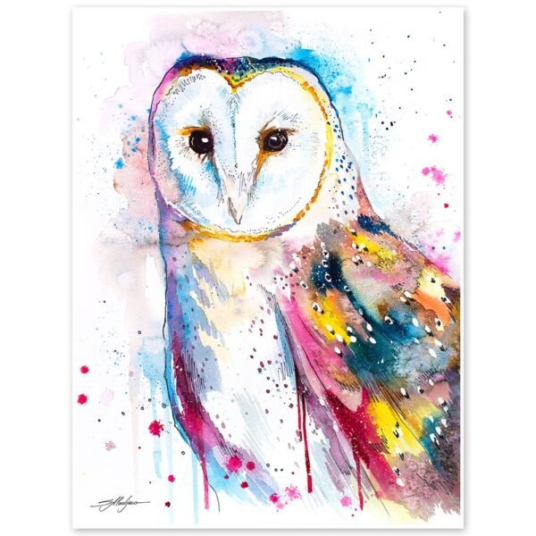 Barn owl watercolor painting print by Slaveika Aladjova