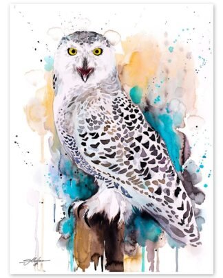 Snowy Owl watercolor painting print by Slaveika Aladjova