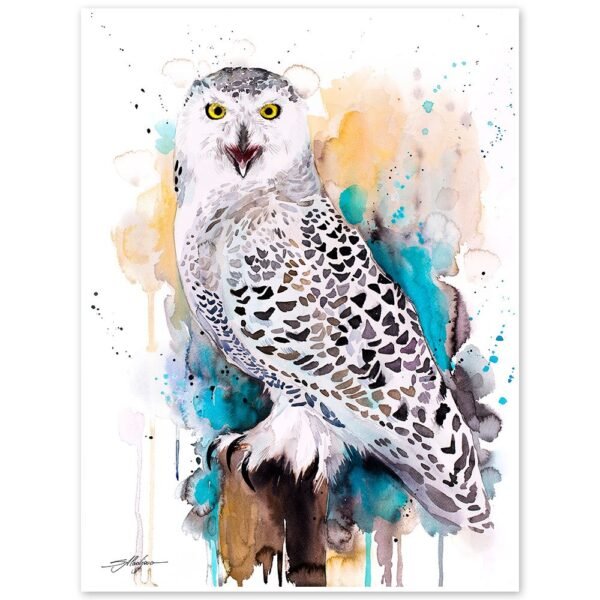 Snowy Owl watercolor painting print by Slaveika Aladjova