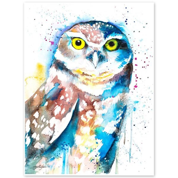 Burrowing owl watercolor painting print by Slaveika Aladjova