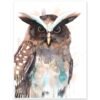 Crested owl watercolor painting print by Slaveika Aladjova