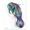 Blue Manatee watercolor painting print by Slaveika Aladjova